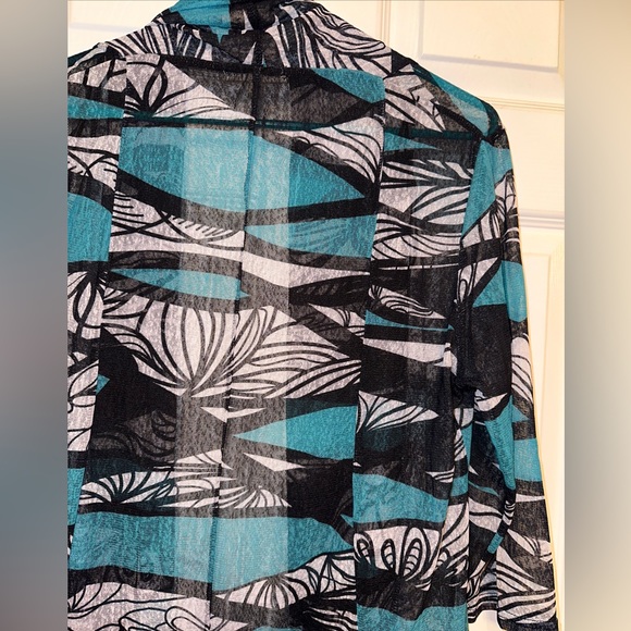 Angel + Premium L Womens Open Front Sheer Cover-up Green Black White - Picture 6 of 6